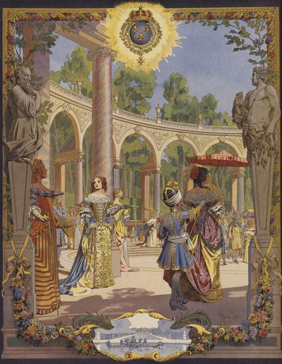 König Ludwig XIV. besucht die Arbeiten in Versailles, Le Bosquet De La Colonnade von Maurice Leloir