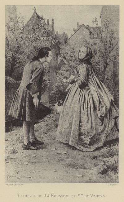 Treffen von Jean-Jacques Rousseau und Madame de Warens (Gravur) von Maurice Leloir
