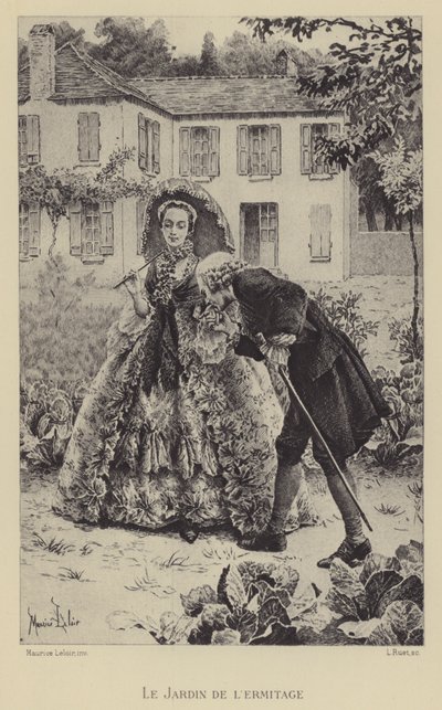 Der Garten der Einsiedelei (Gravur) von Maurice Leloir