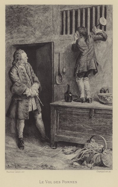 Der Diebstahl der Äpfel (Gravur) von Maurice Leloir