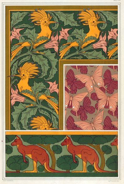 Entwürfe für Tapetenbordüren und Seidenstoff, veröffentlicht 1897 von Maurice Pillard Verneuil