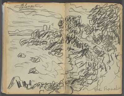 Skizzenbuch - Das Granitküstenhotel, Rockport, Seite 008 & 9: "Gloucester - Die Straße" von Maurice Prendergast