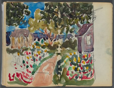 Skizzenbuch - Das Granitküstenhotel, Rockport, Seite 016 & 17: Häuser und Gärten von Maurice Prendergast