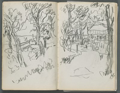 Skizzenbuch, Die Dells, Nr. 127, Seite 004 & 5: Landschaft von Maurice Prendergast