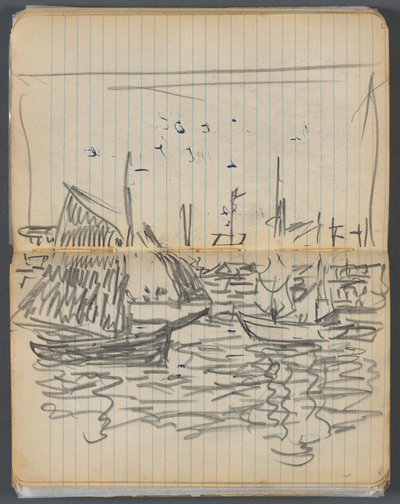 Skizzenbuch, Seite 056 & 57: Blick auf Segelboote von Maurice Prendergast