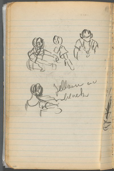 Skizzenbuch, Seite 100: Figuren mit Notizen von Maurice Prendergast