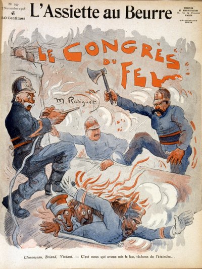 Französische Staatsmänner Aristide Briand, Georges Clemenceau und René Viviani von Maurice Radiguet