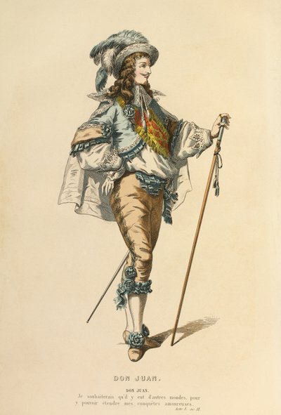 Kostüm für die Rolle des Don Juan, um 1868 (Gravur) von Maurice Sand
