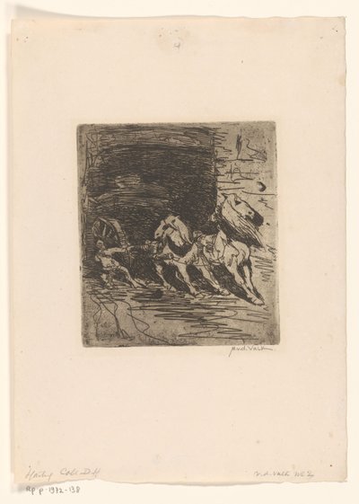 Pferde mit Karren von Maurits van der Valk (signed by artist)