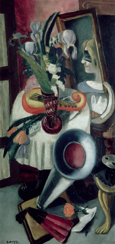 Stillleben mit Grammophon und Schwertlilien von Max Beckmann