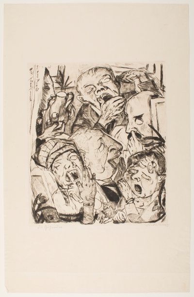Die Gähner, Platte 7 aus dem Portfolio „Gesichter“ von Max Beckmann
