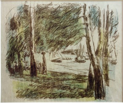 Landschaft am Wannsee mit Segelbooten von Max Liebermann