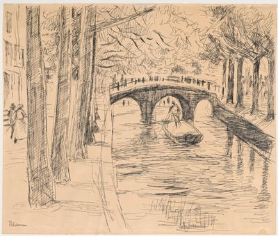 Brücke über dem Kanal in Amsterdam von Max Liebermann