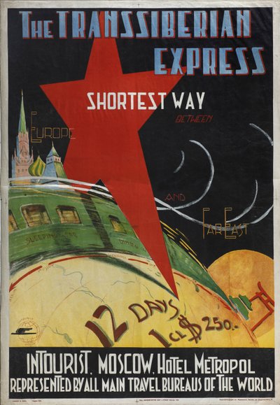 Transsibirischer Express Poster der Intourist Gesellschaft, 1930 von Max Litvak