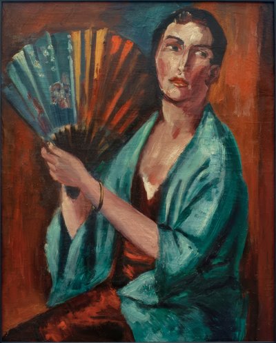 Frau mit Fächer von Max Pechstein