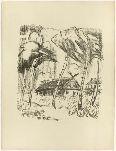 Gehöft hinter Birken, aus Die Samland-Ode von Max Pechstein