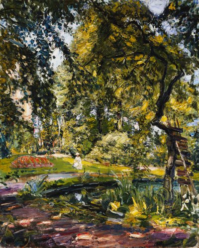 Garten in Godrammstein mit verwachsenem Baum und Weiher, 1910 von Max Slevogt