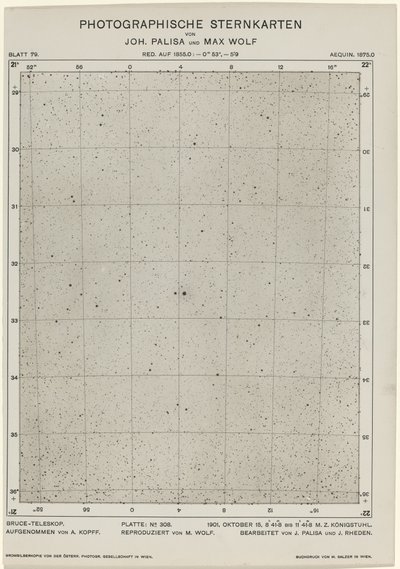 Photographische Sternkarten 15. Oktober 1901, 654. Schöpfer: Max Wolf, Johann Palisa von Max Wolf, Johann Palisa