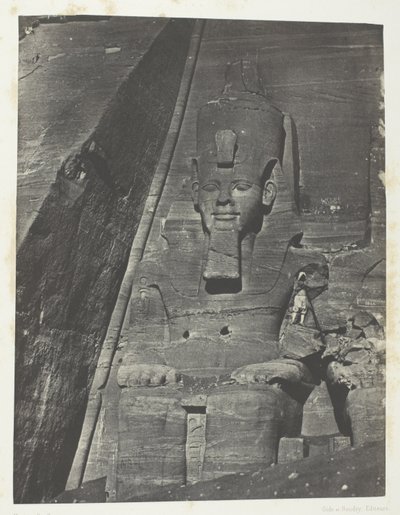 Ibsamboul, Östlicher Koloss des Großen Speos von Phre; Nubien, Tafel 103 aus dem Album "Ägypten, Nubien, Palästina und Syrien" (1852) von Maxime Du Camp