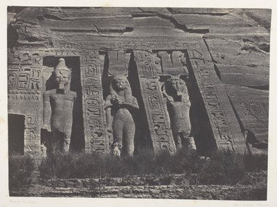 Ibsamboul, nördlicher Teil des Hathor-Tempels; Nubien, Tafel 108 aus dem Album "Ägypten, Nubien, Palästina und Syrien" (1852) von Maxime Du Camp