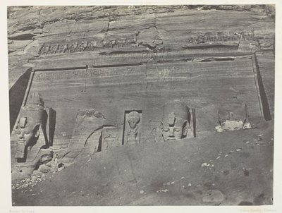Ibsamboul, Allgemeine Ansicht des großen Spéos von Phrè; Nubien, Tafel 102 aus dem Album "Egypte, Nubie, Palestine et Syrie" (1852) von Maxime Du Camp