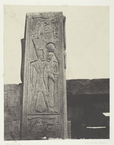 Palast von Karnak, Säule vor dem Granitheiligtum; Theben von Maxime Du Camp