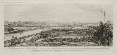 Souvenir artistiques du Siège de Paris: Vue prise du viaduc du Pont-du-Jour..., 1870-71 von Maxime Lalanne