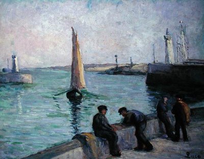 Fischer in einem Hafen, ca. 1920 von Maximilien Luce