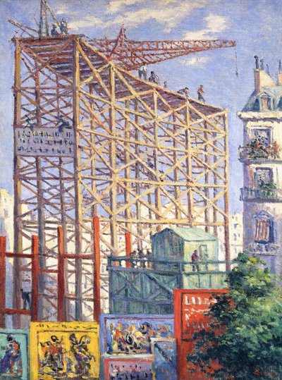 Gerüst und Plakate, ca. 1912 von Maximilien Luce