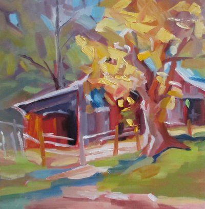 Goldener Herbstscheune von Maxine Shore