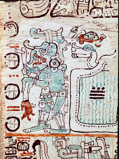 Der Madrider Kodex oder Codex Tro-Cortesianus, behandelt Horoskope und astrologische Tabellen, berichtet in Spanien von Hernan Cortes (1485-1547). Gemalte Miniaturen von Mayan Mayan