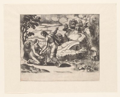 Venus schickt Psyche zu einer von Drachen bewachten Quelle von Meester van de Dobbelsteen
