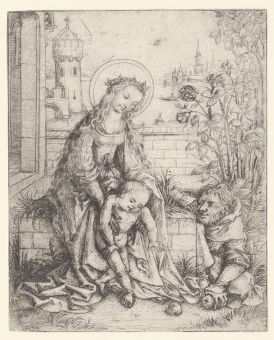Die Heilige Familie bei der Rosenhecke von Meester van het Amsterdamse Kabinet