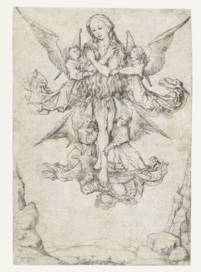 Die Erhebung der Hl. Maria Magdalena mit fünf Engeln von Meester van het Amsterdamse Kabinet