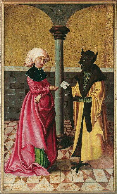 Die Überbringung der falschen Botschaft durch den Teufel (Legende der Hll. Cosmas und Damian) von Meister der Legendenszenen