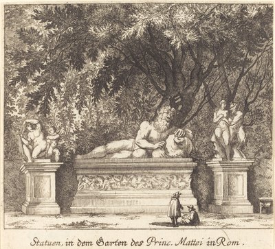 Gärten des Prinzen Mattei, Rom von Melchior Küsel after Johann Wilhelm Baur