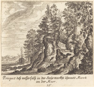 Wasserfall von Melchior Küsel after Johann Wilhelm Baur