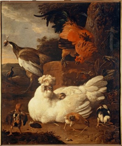 Glucke mit Küken von Melchior de Hondecoeter