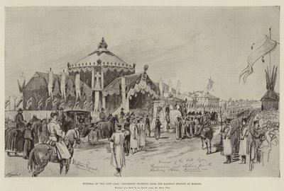 Beerdigung des verstorbenen Zaren, Prozession vom Bahnhof in Moskau von Melton Prior