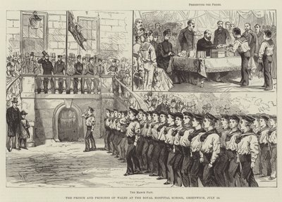 Der Prinz und die Prinzessin von Wales an der Royal Hospital School, Greenwich, 10. Juli von Melton Prior