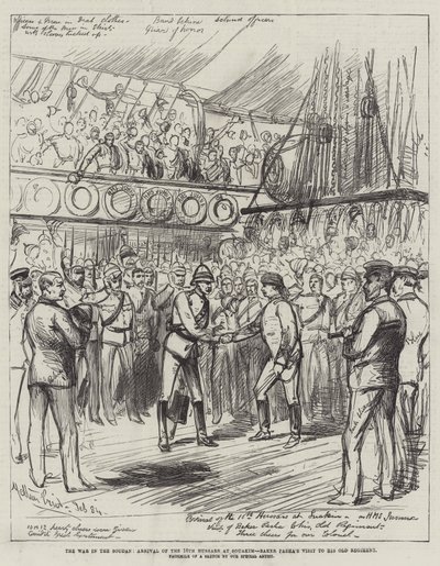 Der Krieg im Sudan, Ankunft der 10. Husaren in Souakim, Besuch von Baker Pasha bei seinem alten Regiment von Melton Prior