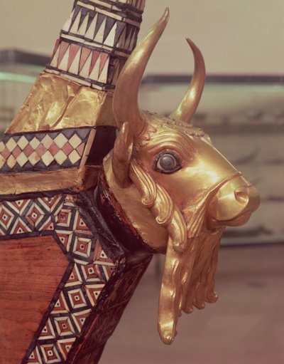 Kopf eines Stiers, Dekoration von einer Harfe, 2800-2300 v. Chr. von Mesopotamian