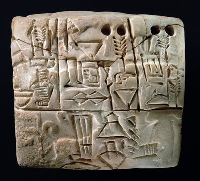 Frühe piktografische Keilschrifttafel, Mesopotamien, Uruk, ca. 3100-2900 v. Chr. (Ton) von Mesopotamian Mesopotamian