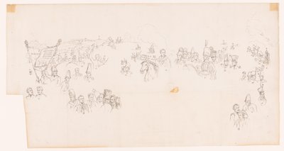 Zeichnung des Gemäldes, das die Schlacht bei Waterloo darstellt von Met and Meylink