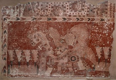 Wandfragment mit Elite-Mann und Maguey-Kaktusblättern, Teotihuacán-Stil, Klassische Periode, 500-550 von Mexican School