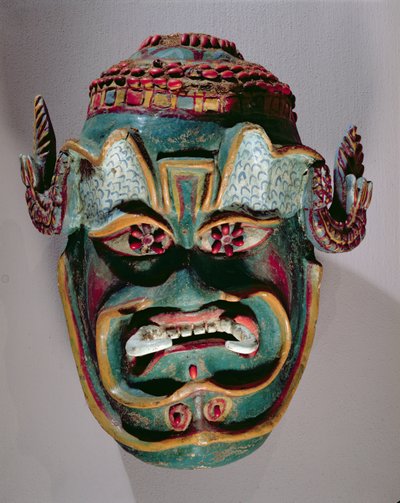 Ritualmaske von Santiago für den mexikanischen Tanz der Mauren und Christen von Mexican School