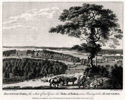 Hackwood Park, der Sitz seiner Gnaden des Herzogs von Bolton, nahe Basingstoke, Hampshire, 1775 von Michael Angelo Rooker