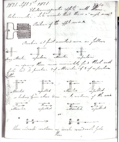 Seite 72 aus Faradays Notizbuch, über das 