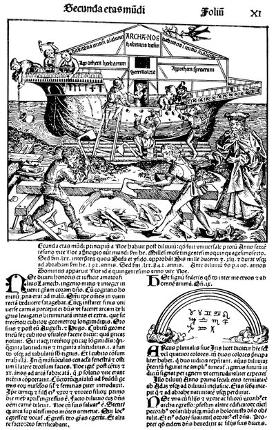 Seite aus dem Buch Die Nürnberger Chronik, von Hartmann Schedel, 1493 von Michael Wolgemut