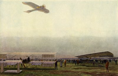 Deutsche Militärpiloten mit ihrem Flugzeug (Farblithografie) von Michael Zeno Diemer